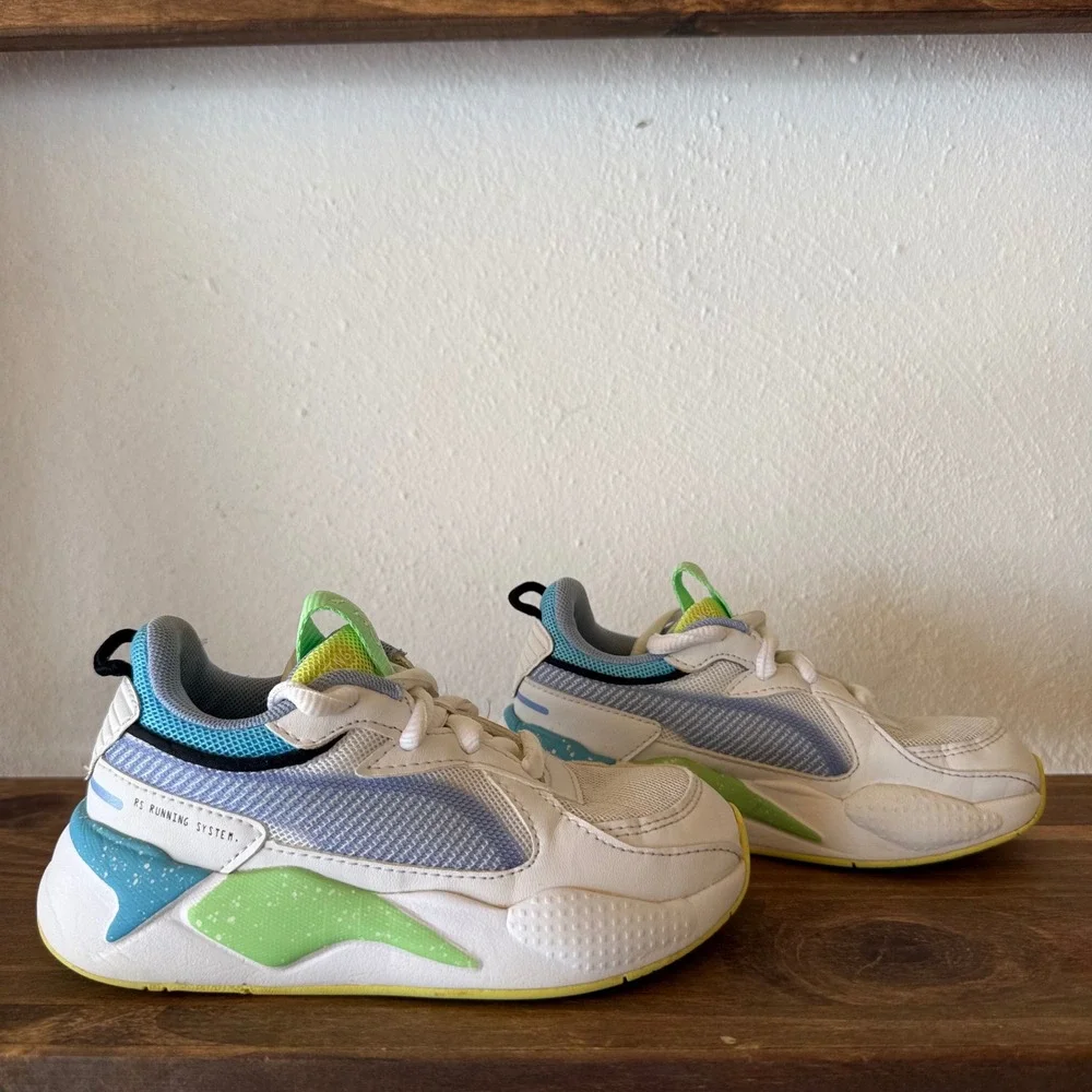 Puma RS-X Airbrush Elektro Green Big Kids Sneakers 382764-02 Size 11C